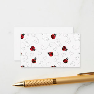 Red Ladybug Käfer Insekt Lover Black Hearts Begleitkarte