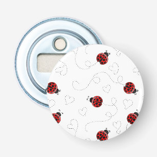 Red Ladybug Käfer Insekt Lover Black Hearts Flaschenöffner