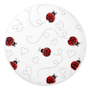 Red Ladybug Käfer Insekt Lover Black Hearts Keramikknauf