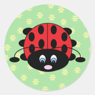 Red Ladybug mit Blume Stickers