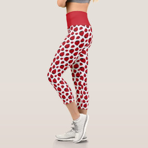Red Ladybug Pattern Capri Leggings