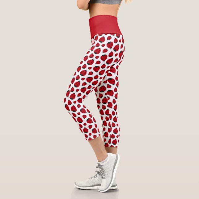 Red Ladybug Pattern Capri Leggings (Links)