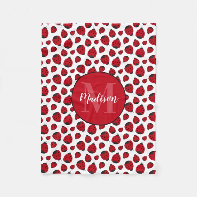 Red Ladybug Pattern Personalisiert Girl Fleecedecke (Vorderseite)