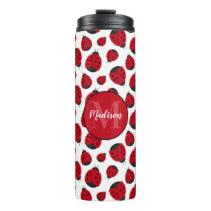 Red Ladybug Pattern Personalisiert Thermosbecher