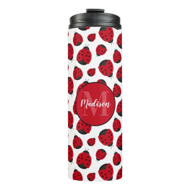 Red Ladybug Pattern Personalisiert Thermosbecher (Vorderseite)
