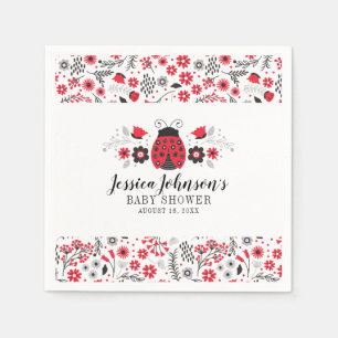 Red Ladybug Personalisiert Girl Floral Baby Dusche Serviette