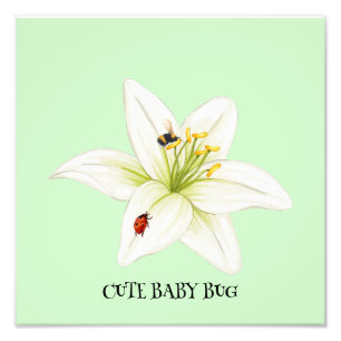 Red Ladybug Rosa Lily Blume individuelle Name Fotodruck