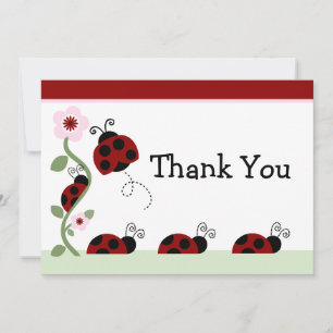 Red Ladybug und Blume Baby Dusche Danke Karte