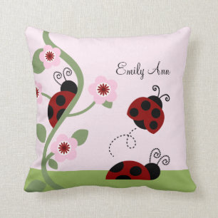 Red Ladybugs and Blume Personalisiert Kissen