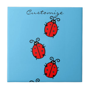 Red Ladybugs Crawling Thunder_Cove Fliese