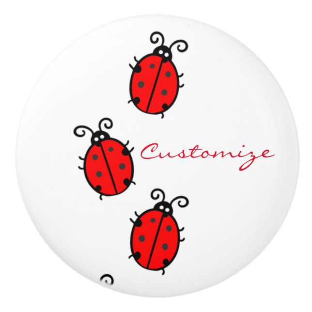 Red Ladybugs Crawling Thunder_Cove Keramikknauf (Vorderseite)