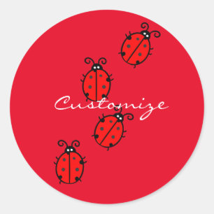 Red Ladybugs Crawling Thunder_Cove Runder Aufkleber