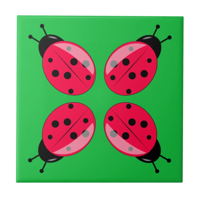 Red Ladybugs Fliese (Vorderseite)
