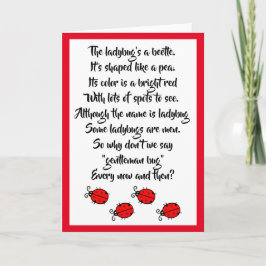Red Ladybugs & Niedlich Gedicht Karte