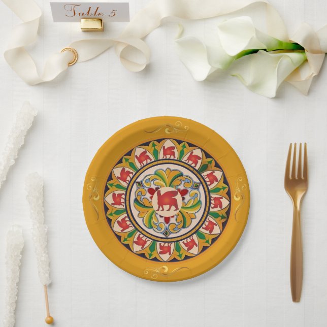 Red Lamassu Paper Plate Pappteller (Hochzeit)