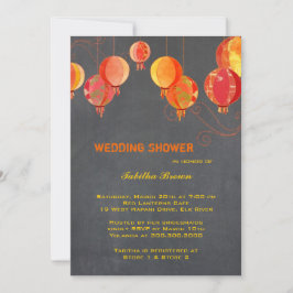 Red Lanterns Charcoal Gray Brautparty Einladung