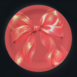 Red Large Bow Elegant Pappteller<br><div class="desc">Elegante Red Large Bow Paper Teller</div>