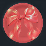Red Large Bow Elegant Pappteller<br><div class="desc">Elegante Red Large Bow Paper Teller</div>