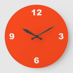 Red Large White Numbers Wall Clock Große Wanduhr