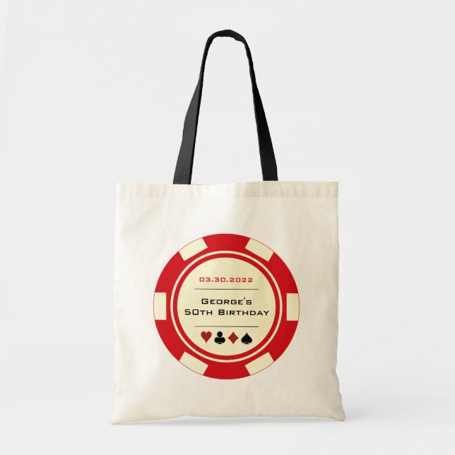 Red Las Vegas Casino Poker Chip Sac fourre-tout d' (Devant)