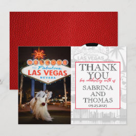 Red Las Vegas Wedding Foto Vielen Dank Dankeskarte