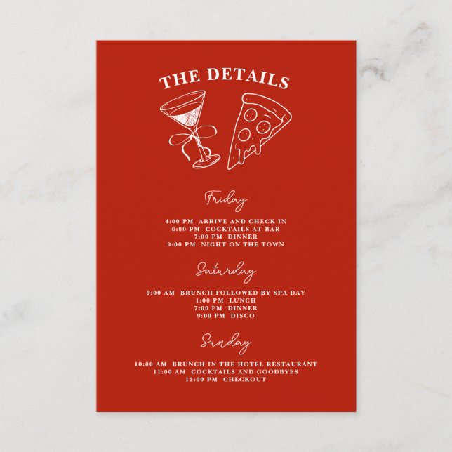 Red Last Slice of the Single Life Bachelorette Begleitkarte (Vorderseite)