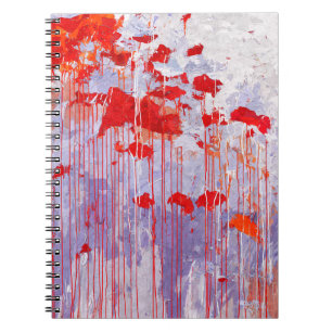 Red Lavender Poppy Tropfen Abstrakt Notebook Notizblock