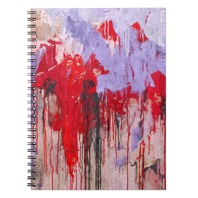 Red Lavender Tropfen Expression Abstrakt Notebook Notizblock (Vorderseite)