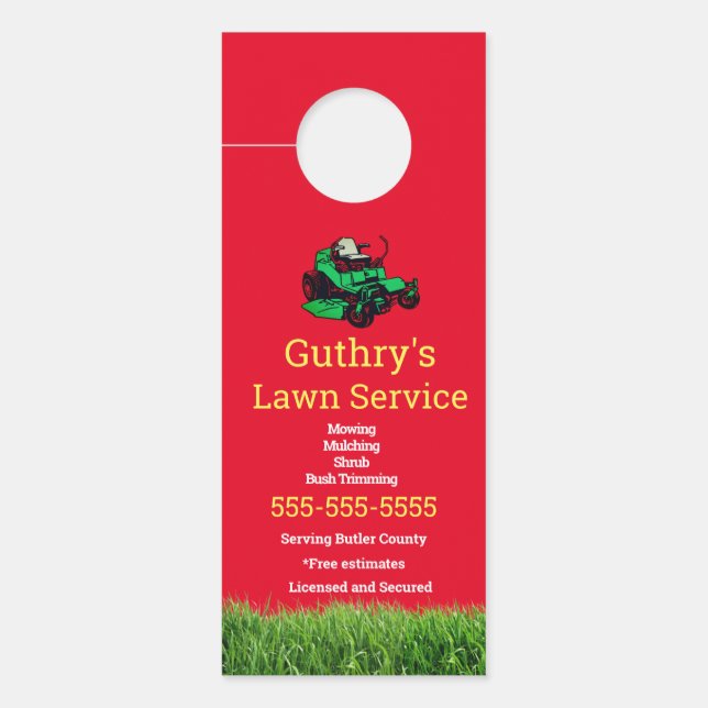 Red Lawn Service Door Hanger Türanhänger (Vorderseite)