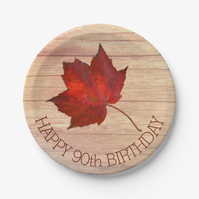 Red Leaf Custom Fall Party Teller (Vorderseite)