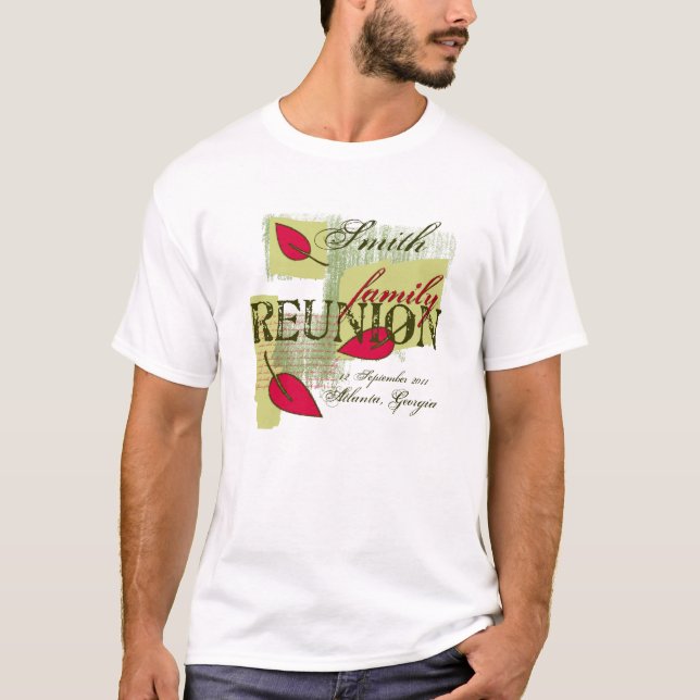 Red Leaf Nom personnalisé Famille Tshirt Réunion (Devant)