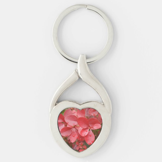 Red Leafs Heart Keychain Schlüsselanhänger (Vorderseite)