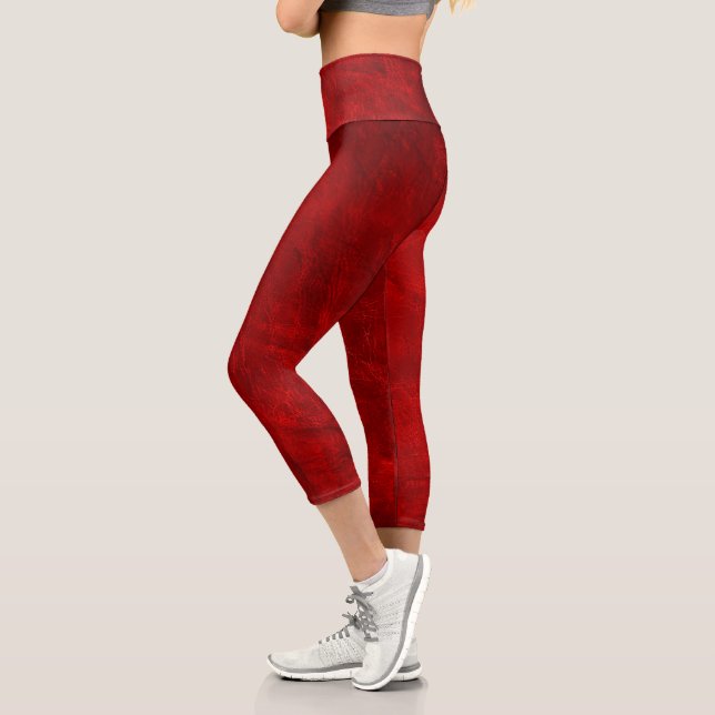 Red Leather Design Capri Leggings (Links)