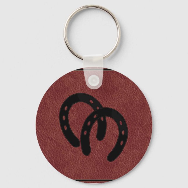 Red LEATHER Horse Shoe SCHLÜSSELANHÄNGER (Vorderseite)