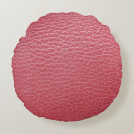 Red Leather Look Print Round Kissen