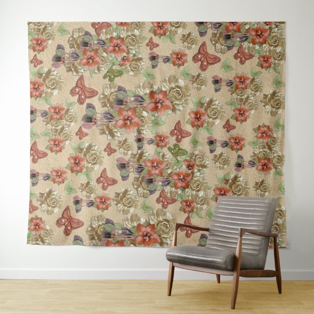 Red Leather & Suede Textur Art Wandteppich (Beispiel (Horizontal))