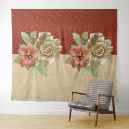 Red Leather & Suede Textur Art Wandteppich