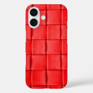 Red Leather Weave iPhone 16 Hülle