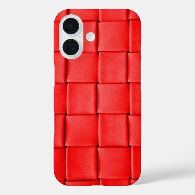 Red Leather Weave iPhone 16 Hülle (Rückseite)