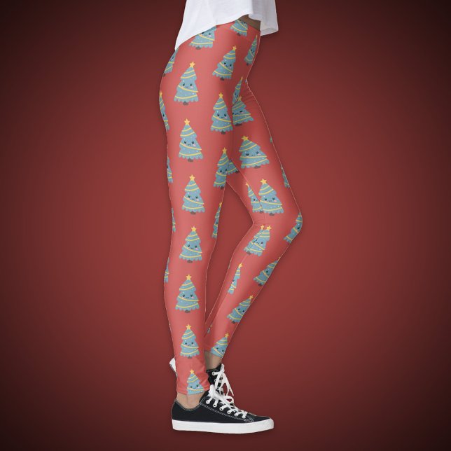 Red Legging mit Kawaii Weihnachtsbaum Leggings (Red Legging with Kawaii Christmas Tree)