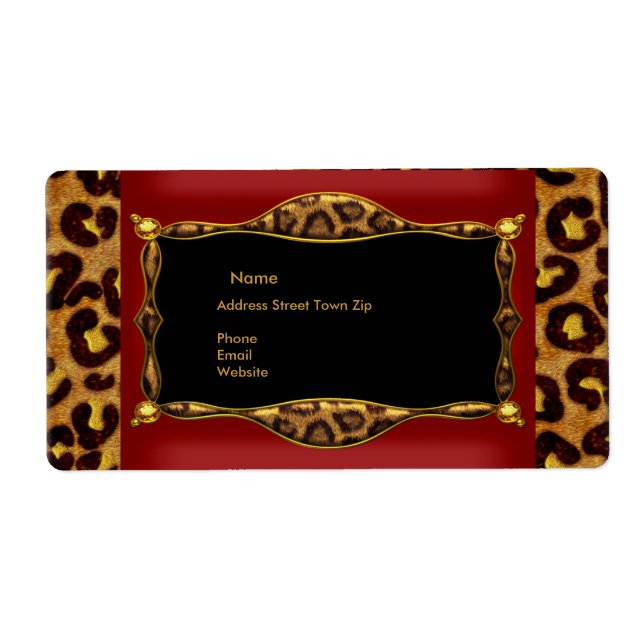 Red Leopard Black Gold Label-Adresse (Vorne)