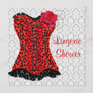 Red Leopard Corset Lingerie Brautparty Einladung