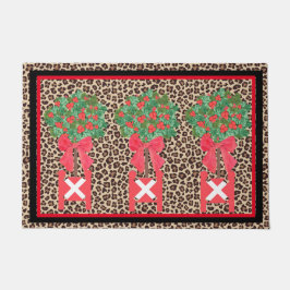 Red Leopard Holly Berry Chinoiserie Fußmatte