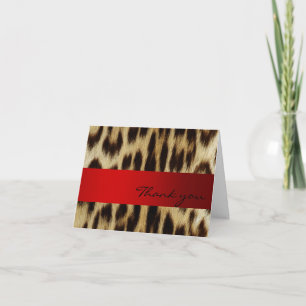 Red Leopard Monogram Stripes Danke Notiz