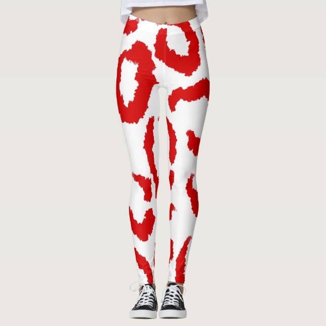 Red Leopard Pattern Leggings (Vorderseite)
