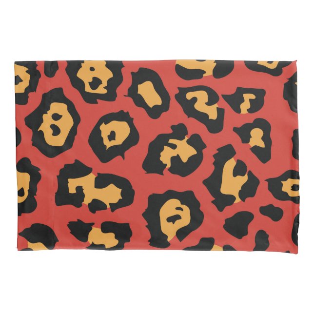 Red Leopard Print Kissenbezug (Vorderseite)