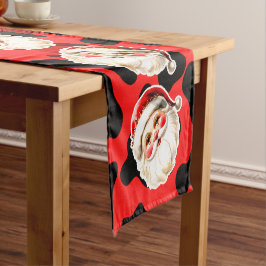 Red Leopard Print Retro Santa Claus Weihnachten Kurzer Tischläufer