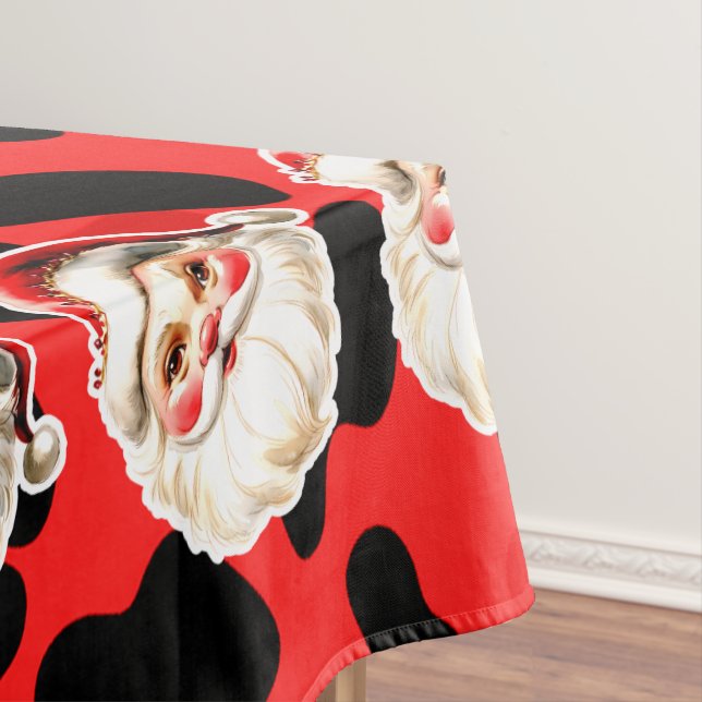 Red Leopard Print Retro Santa Claus Weihnachten Tischdecke (Beispiel)