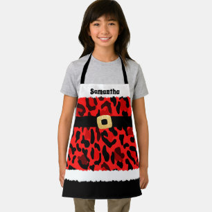 Red Leopard Print Santa Costume Weihnachtskinder Schürze