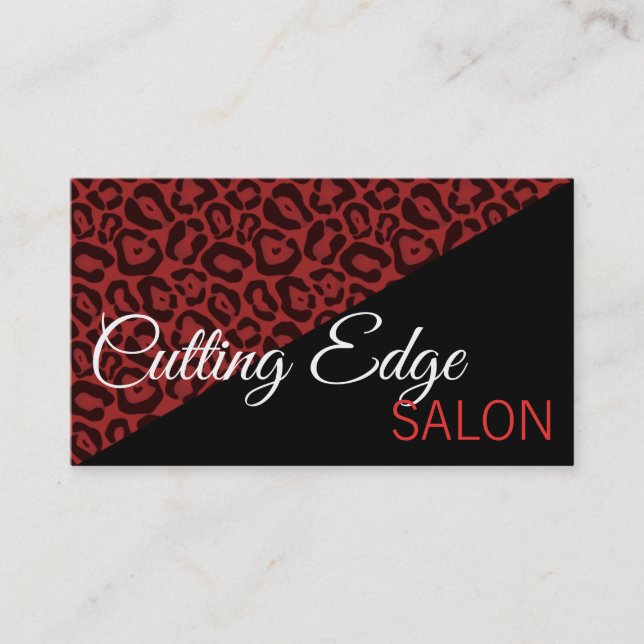 Red Leopard Salon Business Card Visitenkarte (Vorderseite)